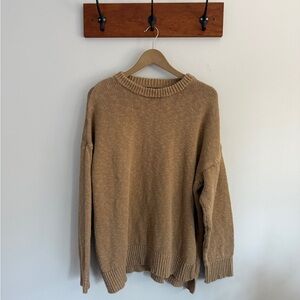 Quince Organic Cotton/Linen Crewneck Sweater – Tan (XL)